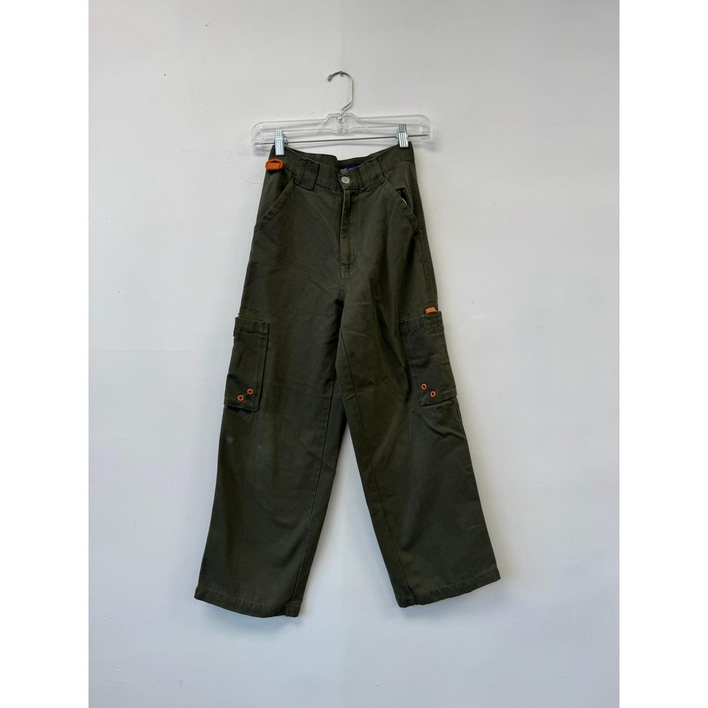 Vintage Faded Glory Pants Boys 12 Olive Green Cargo Utility Pockets Wide Leg‎